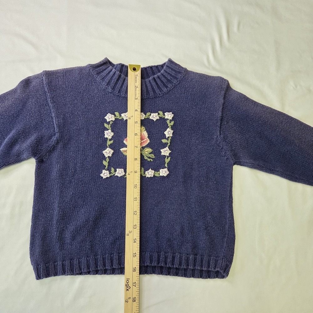 Talbots Kids Vtg Girls Size 8 Navy Floral Sweater Darling Sweet Dainty School - Picture 3 of 7